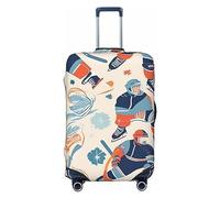 LDTVSFZQ Housse de bagage de voyage à motif créatif avec éléments de hockey - Élastique et lavable - Anti-rayures - Convient aux valises de 45,7 à 81,3 cm, Noir , L