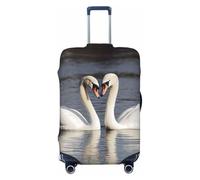 LDTVSFZQ Housse de bagage de voyage romantique en forme de cygne blanc, élastique, lavable, anti-rayures pour valises de 45 à 81 cm, noir, taille L, Noir/blanc, Large