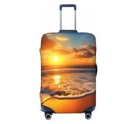 LDTVSFZQ Housse de protection élastique lavable pour valise de voyage Motif coucher de soleil et plage Anti-rayures Convient aux valises de 45,7 à 81,3 cm, noir, Medium