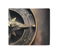 LDTVSFZQ Magical Design Portefeuille avec imprimé boussole et runes nordiques - Double pliage - Portefeuille pour cartes de crédit - Portefeuille pour monnaie - Avec fermeture éclair lisse - Pour