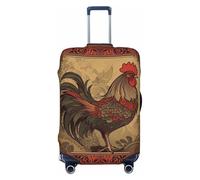LDTVSFZQ Old Rooster Housse de bagage de voyage élastique lavable anti-rayures pour valises de 45,7 à 81,3 cm, Noir , M