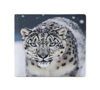 LDTVSFZQ Portefeuille imprimé léopard des neiges aux yeux bleus, double volet, portefeuille pour cartes de crédit, porte-monnaie, portefeuille avec fermeture éclair lisse pour femme, Style :, One size