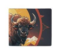 LDTVSFZQ Portefeuille imprimé Wild American Bison Mountains, double pliage, portefeuille pour cartes de crédit, porte-monnaie, portefeuille avec fermeture éclair lisse pour femmes, style, Style