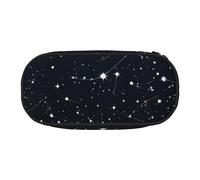 LDTVSFZQ Trousse à crayons avec motif constellations et étoiles - Grande capacité - Jolie trousse à crayons avec double fermeture éclair - Portable - Organiseur de maquillage pour homme et femme, Noir