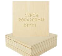 LDXDRU Lot de 12 plaques de contreplaqué de bouleau de 6 mm d'épaisseur - 200 x 200 mm - Découpe en bois - Panneaux de bois pour travaux manuels, découpes de bois