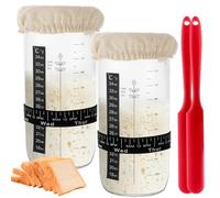 LDXDRU Lot de 2 bocaux de fermentation avec spatule, thermomètre, ruban adhésif de marquage - Kit de démarrage - 1000 ml - Verre de fermentation - Accessoires de cuisson