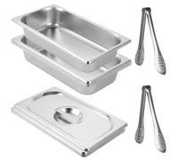 LDXDRU Lot de 4 bac gastro inox avec couvercle, 32,5 x 17,5 x 6,5 cm plat gastro inox avec couvercle, bac gastronorme plat gastro rectangulaire bols à paner