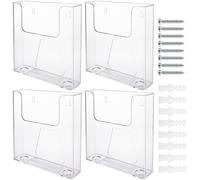 LDXDRU Lot de 4 porte-brochures A5 avec fixations, transparent, support mural, brochure, portrait, littérature pour bureau, restaurant, réception