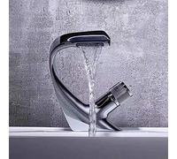 LDXMJZOT Robinet Noir robinets d'évier de Salle de Bain mélangeur d'eau Chaude et Froide Grue Pont monté Robinet de Bain monotrou Fini Chrome(2P)