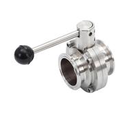 LDXMJZOT Vanne Papillon à Trois Brides en Acier Inoxydable SS304 3/4", 1", 1-1/4", 1-1/2", 2", 3"(76mm Ferrule 91)
