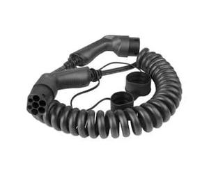 LDY Loady Câble de Charge spiralé Type 2 - 11 KW - 10 m - pour Voiture électrique EV/PHEV - câble Extensible Type 2