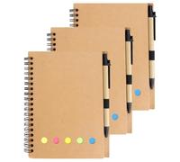 ldyllicStyle Cahier Spirale, Ensemble De Bloc-Notes Multifonction En Papier Kraft, 3 Pièces 18x14.5cm, Notes Adhésives Pour Noter Les Choses Importantes Avec Notes Adhésives Et Stylo
