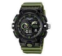 LDZDGD Montre Digitale Extérieure Homme, Triple Affichage de l’Heure, Compte à Rebours, Chronomètre, Rétroéclairage, Format 12/24h, Étanche 50M, Montre Tactique de Sport Robuste(Green)