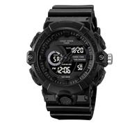 LDZDGD Montre Digitale Extérieure Homme, Triple Affichage de l’Heure, Compte à Rebours, Chronomètre, Rétroéclairage, Format 12/24h, Étanche 50M, Montre Tactique de Sport Robuste(Black)