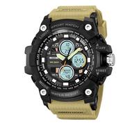 LDZDGD Montre Digitale Extérieure pour Homme, Étanche 50M, Affichage 3 Heures, Chronomètre, Alarme, Format 12/24h, Rétroéclairage, Design Robuste pour Randonnée, Camping, Survie(Brown)
