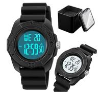 LDZDGD Montre Digitale Homme Multifonction, Étanche 50M, Montre Sport Robuste avec Heure, Jour, Date, Alarme, Minuterie, Rétroéclairage(Black 2)