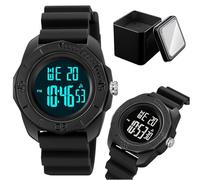 LDZDGD Montre Digitale Homme Multifonction, Étanche 50M, Montre Sport Robuste avec Heure, Jour, Date, Alarme, Minuterie, Rétroéclairage(Black 1)