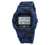 LDZDGD Montre Digitale Homme Robuste Style Militaire, Étanche avec Chronomètre, Lumière EL, Alarme, Idéale pour École, Randonnée, Entraînement ou Usage Quotidien Décontracté(Blue Camo)