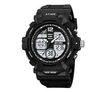 LDZDGD Montre Digitale Homme Style Militaire, Étanche 50M, Montre Sport avec Compte à Rebours, Rétroéclairage EL, Double Heure, Idéale pour Fitness, Entraînement et Missions Extérieures(Black)