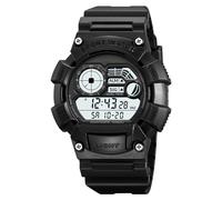 LDZDGD Montre Digitale Robuste pour Homme Extérieur, Grand Cadran avec Affichage Jour, Date, Alarme, Lumière EL, Étanche 50M, Compte à Rebours, Double Heure(Black B)