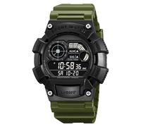 LDZDGD Montre Digitale Robuste pour Homme Extérieur, Grand Cadran avec Affichage Jour, Date, Alarme, Lumière EL, Étanche 50M, Compte à Rebours, Double Heure(Green)