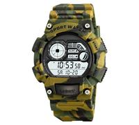 LDZDGD Montre Digitale Robuste pour Homme Extérieur, Grand Cadran avec Affichage Jour, Date, Alarme, Lumière EL, Étanche 50M, Compte à Rebours, Double Heure(Camo)
