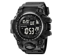 LDZDGD Montre Digitale Sport Homme, Double Fuseau Horaire, Compte à Rebours, Alarme, Chronomètre, Rétroéclairage EL, Jour et Date, Étanche 50M, Montre Tactique(Black 2)