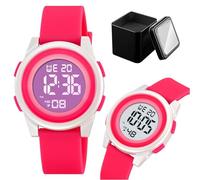 LDZDGD Montre Digitale Sport Jeunesse, Étanche 50M, avec Chronomètre, Alarme, Calendrier, Rétroéclairage EL, Bracelet Silicone Souple, Idéal pour École ou Loisirs(Pink)