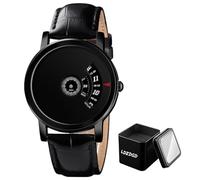 LDZDGD Montre Homme Quartz Analogique avec Affichage Saut d’Heure, Bracelet Cuir Minimaliste, Étanche 30M, Montre Élégante pour Tenue Décontractée ou Professionnelle(Black)