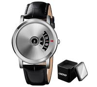 LDZDGD Montre Homme Quartz Analogique avec Affichage Saut d’Heure, Bracelet Cuir Minimaliste, Étanche 30M, Montre Élégante pour Tenue Décontractée ou Professionnelle(White)