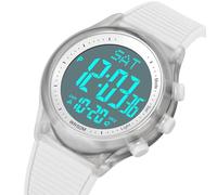 LDZDGD Montre Numérique Homme, Montre de Sport avec Chronomètre, Alarme, Date, Rétroéclairage, Étanche 50M, Style Décontracté Extérieur(White)