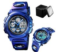 LDZDGD Montre Sport Homme Digitale et Analogique, Étanche 50M, avec Alarme, Chronomètre, Rétroéclairage EL, Double Fuseau Horaire, Bracelet PU(Purple)