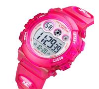 LDZDGD Montre Sport Numérique Enfant Étanche, Montre Électronique Extérieure avec Alarme, Chronomètre, Rétroéclairage, Affichage Heure et Date, pour Filles et Garçons de 5 à 12 Ans(Red)
