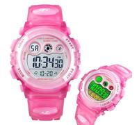 LDZDGD Montre Sport Numérique Enfant, Montre Électronique Étanche avec Alarme, Chronomètre, Rétroéclairage, Heure 12 et 24H, Bracelet Réglable pour Garçons et Filles(Pink)