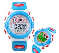 LDZDGD Montre Sport Numérique Enfant, Montre Électronique Étanche avec Alarme, Chronomètre, Rétroéclairage, Heure 12 et 24H, Bracelet Réglable pour Garçons et Filles(White)