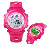 LDZDGD Montre Sport Numérique Enfant, Montre Électronique Étanche avec Alarme, Chronomètre, Rétroéclairage, Heure 12 et 24H, Bracelet Réglable pour Garçons et Filles(Red)