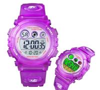 LDZDGD Montre Sport Numérique Enfant, Montre Électronique Étanche avec Alarme, Chronomètre, Rétroéclairage, Heure 12 et 24H, Bracelet Réglable pour Garçons et Filles(Purple)