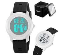 LDZDGD Montre Sport Numérique Étanche Homme Femme Enfant Montre de Sport avec Chronomètre Alarme Rétroéclairage Bracelet en Silicone pour Course Randonnée Quotidien(Black and White)