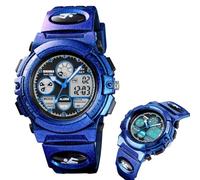 LDZDGD Montre Sport Numérique Homme, Étanche 50M, Montre Tactique Extérieure avec Chronographe, Rétroéclairage, Alarme, Affichage Date et Semaine, Bracelet PU(Purple)