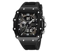 LDZDGD Montre Sport Tactique Homme Multifonction, Affichage Double Heure, Étanche 50M, Chronomètre, Alarme, Date, Lumière LED, Grand Cadran(Black 1)
