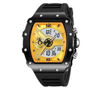 LDZDGD Montre Sport Tactique Homme Multifonction, Affichage Double Heure, Étanche 50M, Chronomètre, Alarme, Date, Lumière LED, Grand Cadran(Yellow 1)