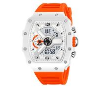 LDZDGD Montre Sport Tactique Homme Multifonction, Affichage Double Heure, Étanche 50M, Chronomètre, Alarme, Date, Lumière LED, Grand Cadran(Orange)