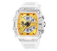 LDZDGD Montre Sport Tactique Homme Multifonction, Affichage Double Heure, Étanche 50M, Chronomètre, Alarme, Date, Lumière LED, Grand Cadran(Yellow 2)