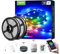 LE 10M 36W Ruban LED Intelligente de Musique, 16 Millions de Couleurs, 5050 RGB LED, Bande Lumineuse Connecté WIFI, Smartphone APP Connecté en un Clic, Compatible avec Alexa et Google Home (2 * 5M)