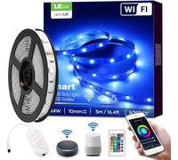 LE 5M Ruban LED Connecté WiFi, Bande LED RGB 5050 Connectée Smartphone APP, Découpable avec Minuterie et Télécommande, Compatible avec Alexa, Google Home