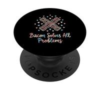 Le Bacon résout Tous Les problèmes de Cuisine du Petit-déjeuner PopSockets PopGrip Adhésif
