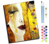 Le baiser aux larmes d'or de Gustav Klimt,Peinture par Numéros pour Adulte,Kits de Peinture au Numéro Avec Pinceaux Peinture de Dessin de Pigment Acrylique,Vloisirs Créatifs,40x50cm,Sans cadre