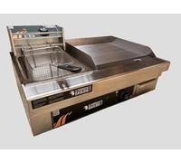 Le Barbecue Gaulois Plancha Electrique avec Friteuse Professionnelle, Combiné en Inox 4400W