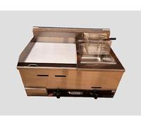 Le Barbecue Gaulois Plancha Gaz avec Friteuse, Combiné en Inox, 9400W, Butane/Propane