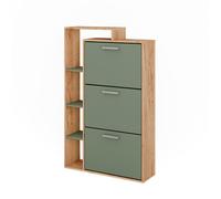 Le basculeur à chaussures Orlando 80x128.3cm avec 3 compartiments Chêne de force doré/Vert Vicco 53252